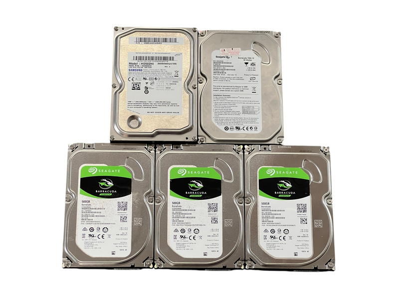 Load image into Gallery viewer, (Lot of 5) x3 Seagate 500GB x1 Samsung 500GB x1 Seagate 80GB Hard Disk Drive
