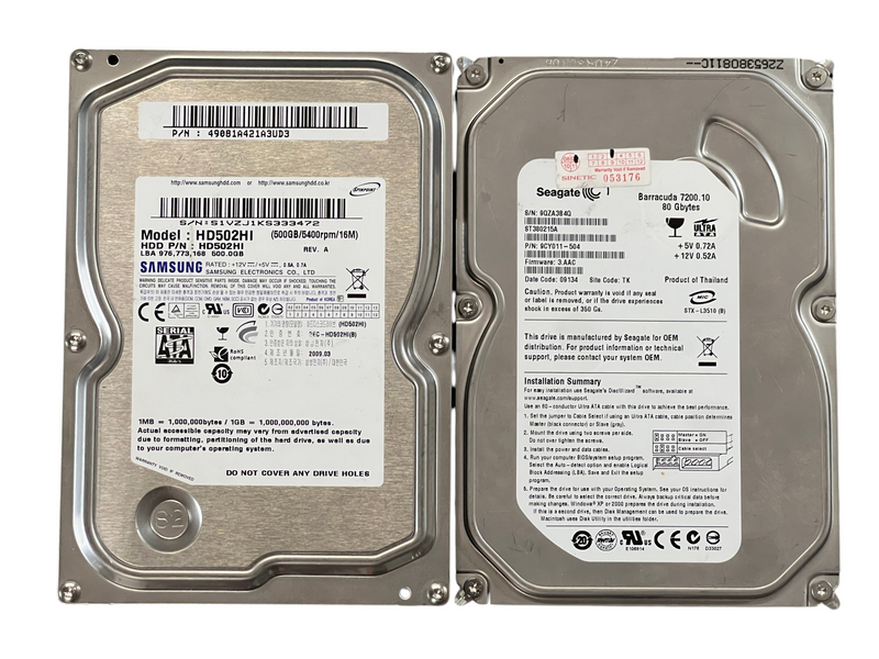 Load image into Gallery viewer, (Lot of 5) x3 Seagate 500GB x1 Samsung 500GB x1 Seagate 80GB Hard Disk Drive

