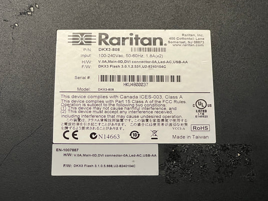 Raritan DKX3-808 8-Port KVM Over IP Switch FOR PARTS / REPAIR