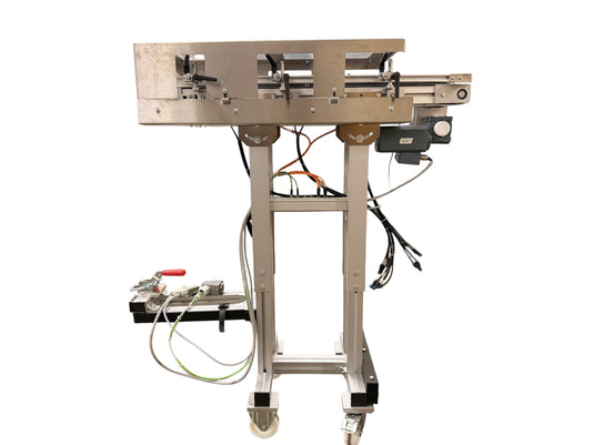 mk DGF-P 2001 Double Belt Conveyor w/ Pneumatic Stops & Sensors, Zahoransky