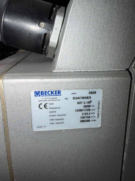 Becker KVT 3.140 Oil-Less Rotary Vane Vacuum Pump 91 CFM 7.5HP 3-Phase 2020