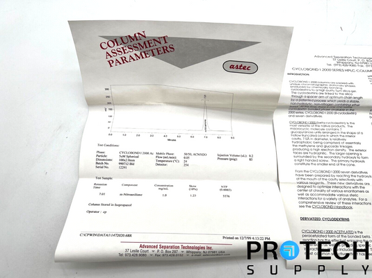 Astec CYCLOBOND I 2000 Prepacked 20118 HPLC Column 100 x 2mm with WARRANTY