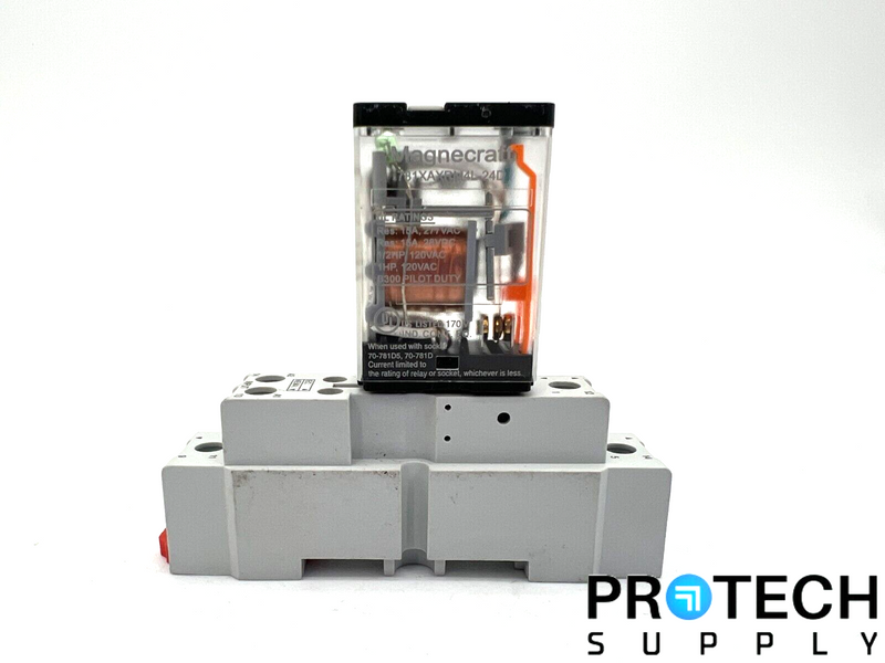 Load image into Gallery viewer, Assy Schneider 70-781D5-1A Relay Socket &amp; Magnecraft 781XAXRM4L-24D w/ WARRANTY
