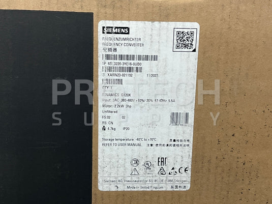 Siemens Sinamics G120X 6SL3220-3YE16-0UB0 Frequency Converter NEW with WARRANTY