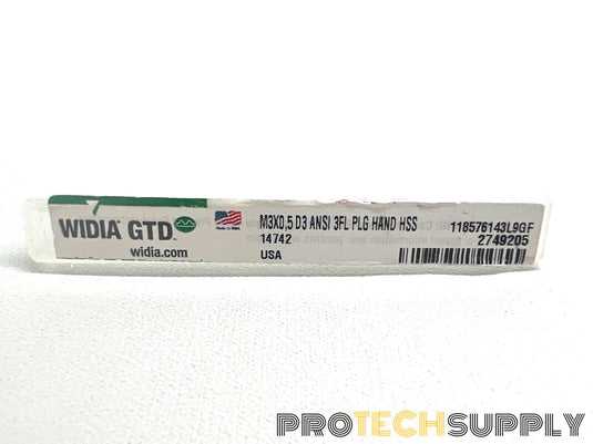Widia Gtd 14742 Straight Flute Hand Tap M3-0.50 3 Flutes UNC with WARRANTY