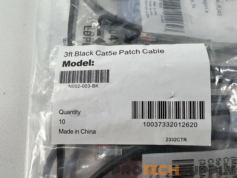 Load image into Gallery viewer, NEW (Pack of 10) Tripp Lite N002-003-BK Cat5e Patch Cable - Rj-45 3ft
