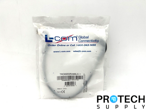 L-Com TRD695RA8BLK-1 Right Angle RJ45 Ethernet Patch Cord NEW with WARRANTY