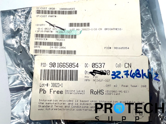 (650/Pk) Fox Electronics NC26LF-327 Crystal Cylindrical Can 50kOhms w/ WARRANTY