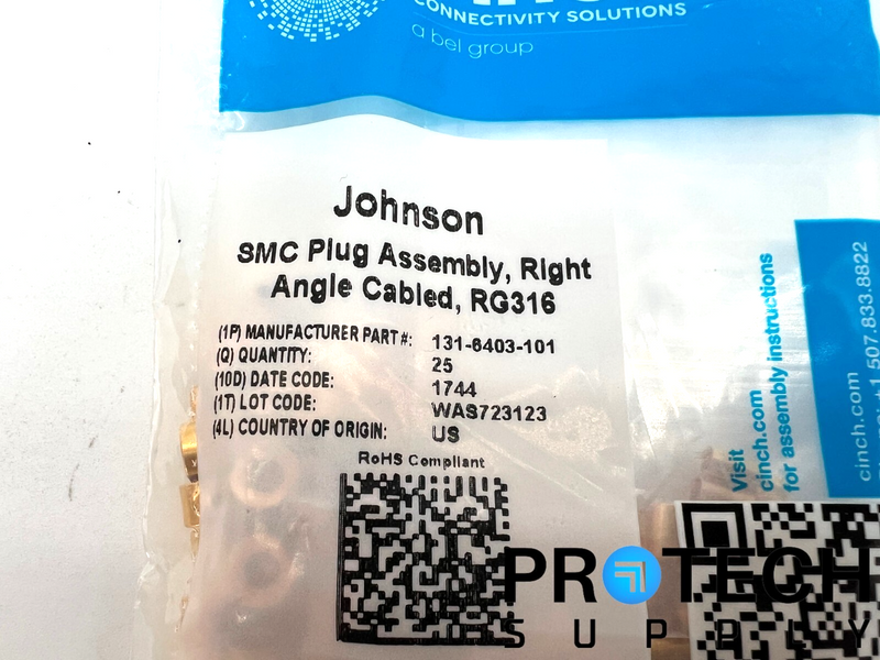 Load image into Gallery viewer, 25/Pk Cinch 131-6403-101 SMC Connector Plug NEW
