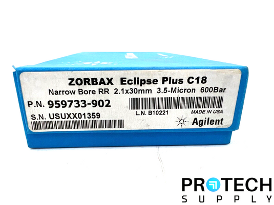 Agilent Column Eclipse Plus C18 2.1x30mm 3.5-Micron 600Bar NEW SEALED