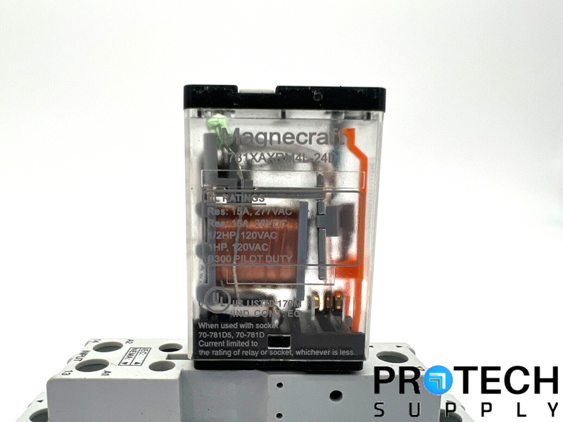 Load image into Gallery viewer, Assy Schneider 70-781D5-1A Relay Socket &amp; Magnecraft 781XAXRM4L-24D w/ WARRANTY
