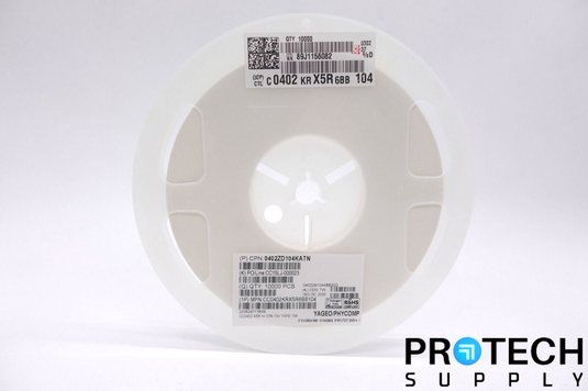 (10,000/Reel) YAGEO CC0402KRX5R6BB104 0.1µF 10V Ceramic Capacitor w/ WARRANTY