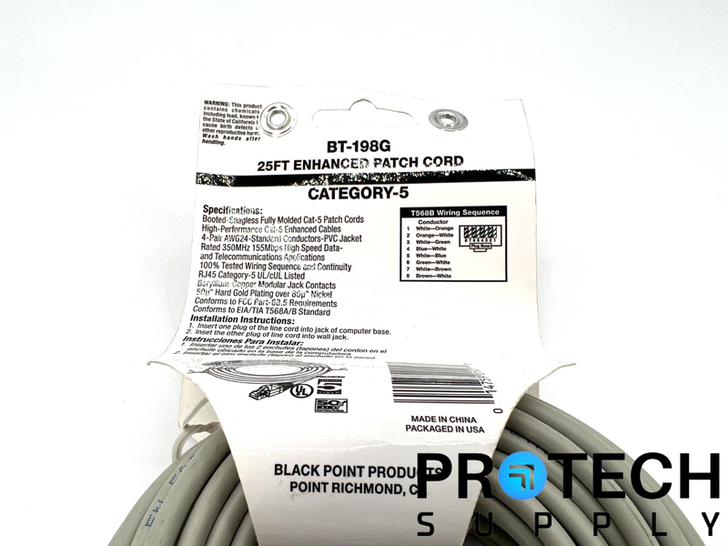 Load image into Gallery viewer, CAT5 BT-198G Networking Enhanced Patch Cord-Gray 25ft NEW with WARRANTY
