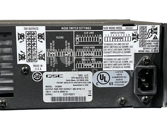QSC CX240V 4-Channel Direct 70V Power Amplifier with WARRANTY