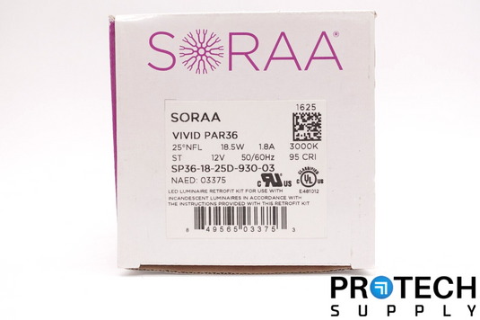 Soraa VIVID PAR 36 Lamp Light 3000K 18.5W SP36-18-25D-930-03 NEW with WARRANTY