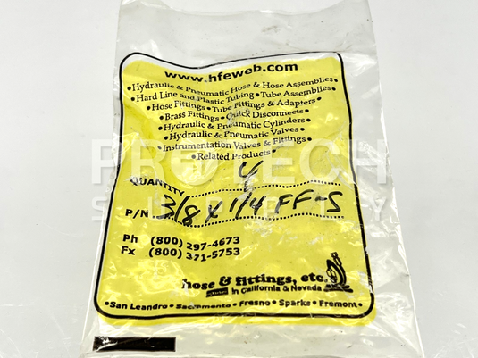 (Pack of 4) Hose & Fittings 3/8 x 1/4 FF-SS Hydraulic Fittings NEW w/ WARRANTY