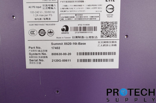Extreme X620-16T-BASE 17402 1RU Ethernet Switch with WARRANTY