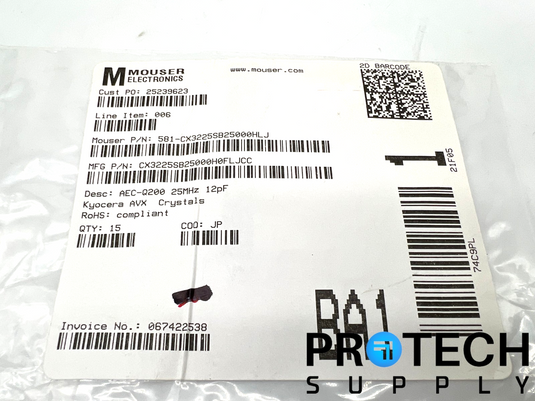 (15/Pk) Kyocera CX3225SB25000H0FLJCC Crystal 25MHz 12pF 50Ohms with WARRANTY