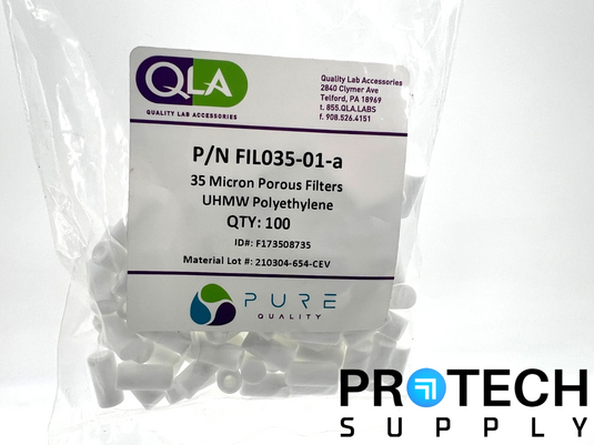 100/Pk QLA FIL035-01-a 35 Micron Porous Filters UHMW Polyethylene NEW