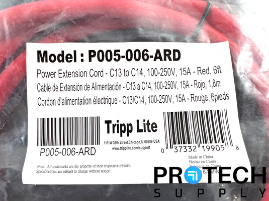 (2/Pk)Tripp Lite P005-006-ARD Power Extension Cord 6ft with WARRANTY