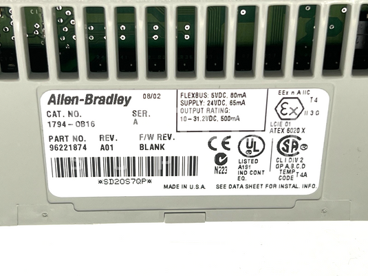 Allen-Bradley 1794-OB16 Flex I/O Digital Output Module 96221874 A01 w/ WARRANTY