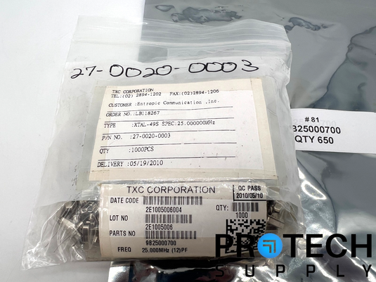 (650/Pk) TXC Corporation 9B25000700 Crystals with WARRANTY