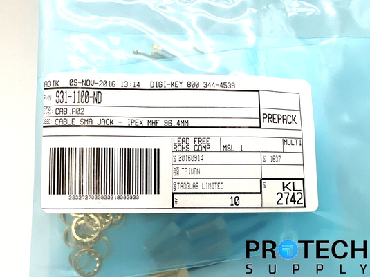 8/Pk Taoglas Limited Coaxial Cable Assy 3.740