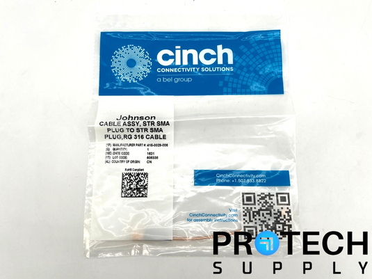 Johnson 415-0029-006 Cable Assy Plug to STR SMA RG 316 Cable NEW with WARRANTY