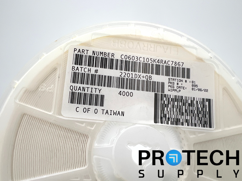 Load image into Gallery viewer, (4000 Per Reel) Kemet C0603C105K4RACTU Ceramic Capacitor NEW

