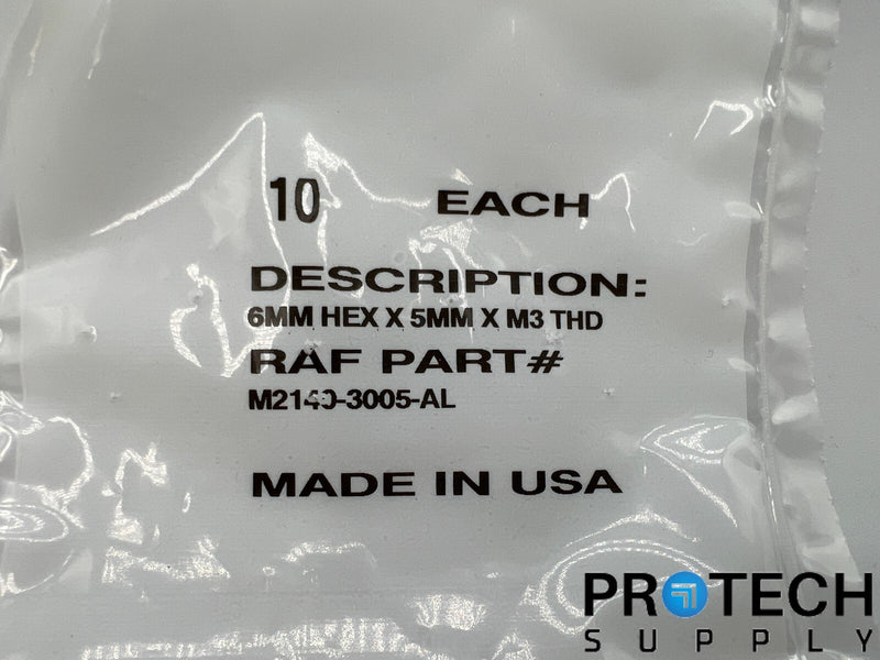 Load image into Gallery viewer, 10/Pk RAF Electronic Hex Standoff Threaded M3x0.5 Aluminum M2140-3005-AL NEW
