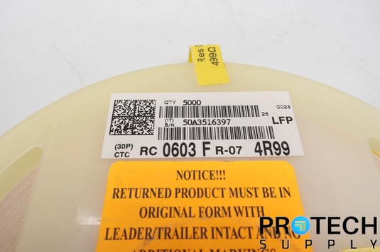 (Qty 5000) Yageo RC0603FR-074R99L Resistor Reel NEW with WARRANTY