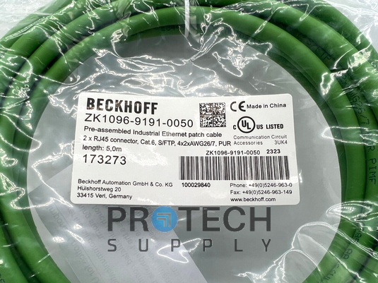 Beckhoff ZK1096-9191-0050 Ethernet Patch Cable NEW with WARRANTY