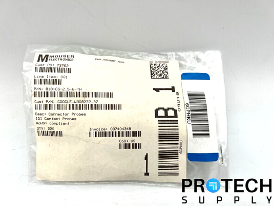 21/Pk Mouser Electronics Contact Connector Probes 818-CS-2.5-6-TH with WARRANTY
