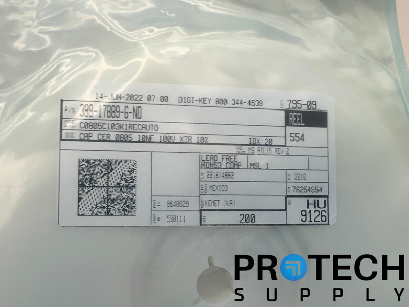 Load image into Gallery viewer, 200/Pk KEMET C0805C103K1RECAUTO 100V Ceramic Capacitor 10000 pF NEW w/ WARRANTY
