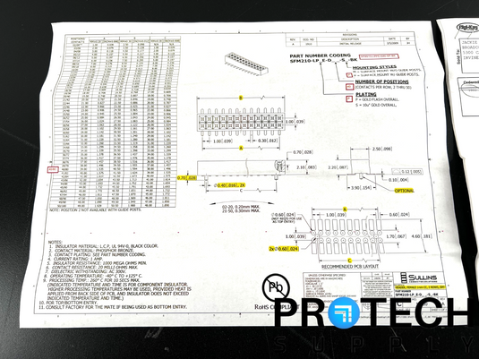 (1480/Pk) Sullins Connector SMF210-LPPE-D40-SP-BK Surface Mount with WARRANTY