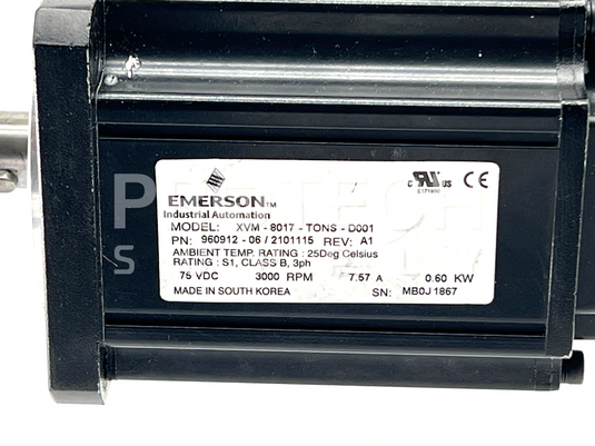Emerson XVM-8017-TONS-D001 Servo Motor 3000Rpm 75VDC 7.57A GUARANTEED