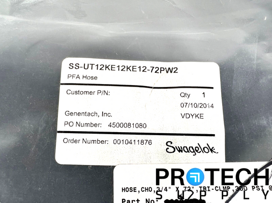 Swagelok SS-UT12KE12KE12-72PW2 U-Series PFA Hose NEW