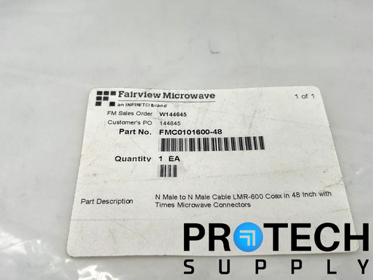 Fairview Microwave FMC0101600-48 Coaxial Cable N-Male to N-Male NEW w/ WARRANTY