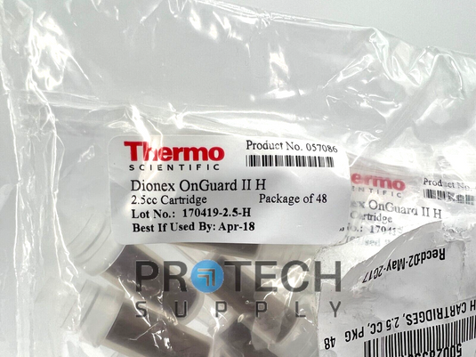 48/Pk Thermo Dionex 057086 OnGuard II H 2.5cc Catridge