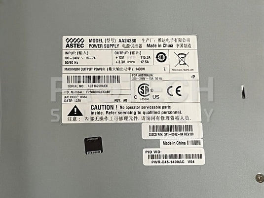 Cisco 341-0042-04 1400 Watt Power Supply AA24280 GUARANTEED