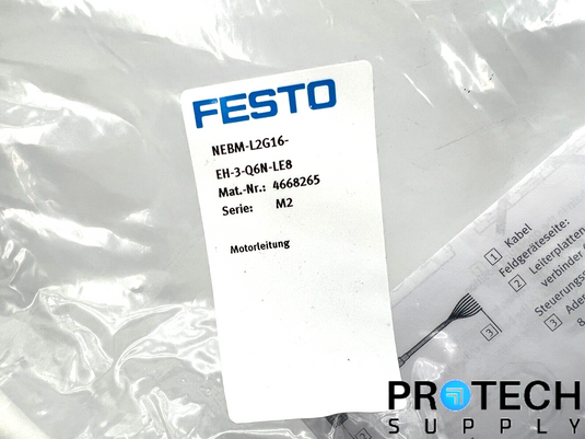 Festo NEBM-L2G16-EH-3-Q6N-LE8 Motor Cable NEW with WARRANTY