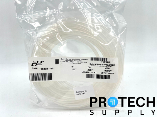 Cole Parmer 95802-05 Silicone Tubing 1/8' 25ft / Agilent 33-9019 NEW