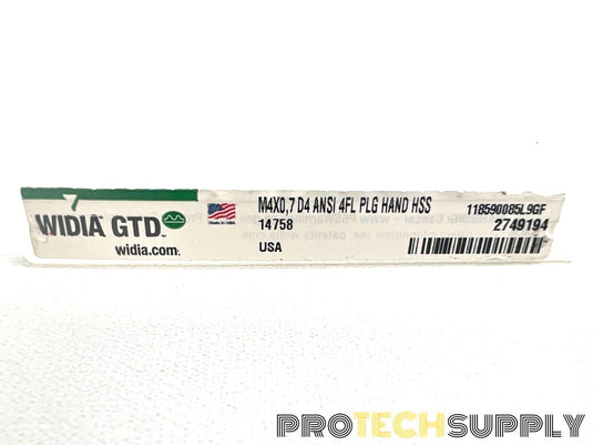 Widia Gtd 14758 Straight Flute Hand Tap M4-0.70 4 Flutes with WARRANTY