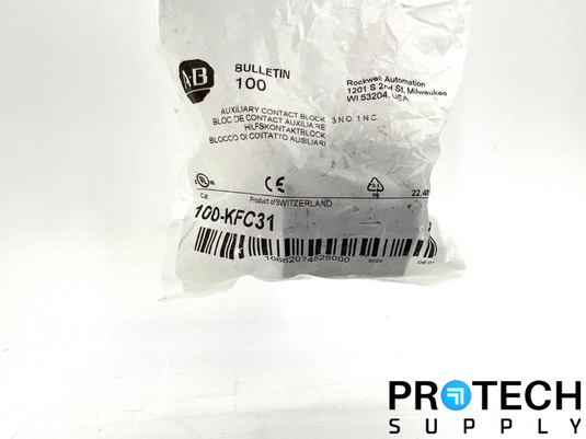 Allen Bradley 100-KFC31 Auxiliary Contact Block NEW with WARRANTY