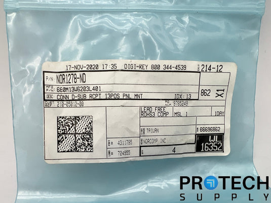 4/Pk NorComp Position D-Sub Connector NOR1278-ND NEW