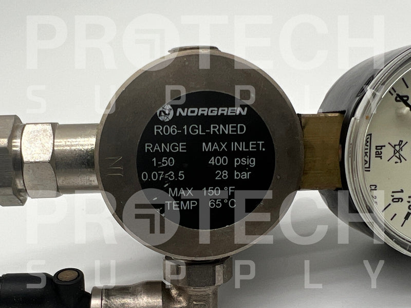 Load image into Gallery viewer, NORGREN R06-1GL-RNED Pressure Regulator + WIKA EN 837-1 Assy with WARRANTY
