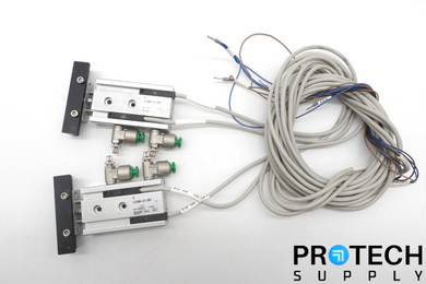 2x SMC CXSM6-20-XB9 Dual Rod Guided Cylinder + Connection Cables with WARRANTY