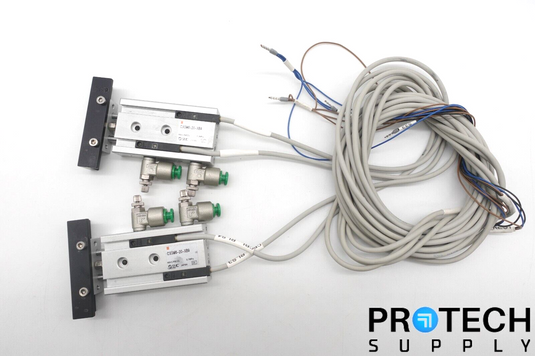 2x SMC CXSM6-20-XB9 Dual Rod Guided Cylinder + Connection Cables with WARRANTY