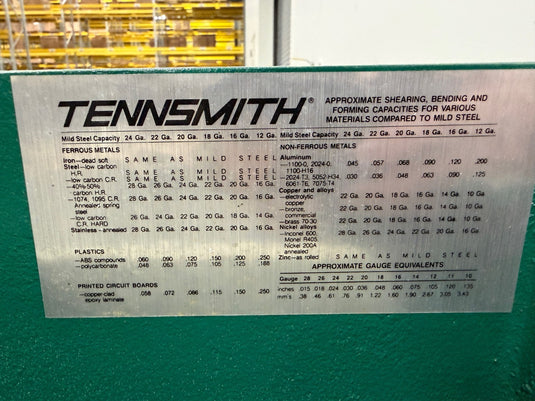 Tennsmith A-52 Air Powered Squaring Shear 52" 16-Guage