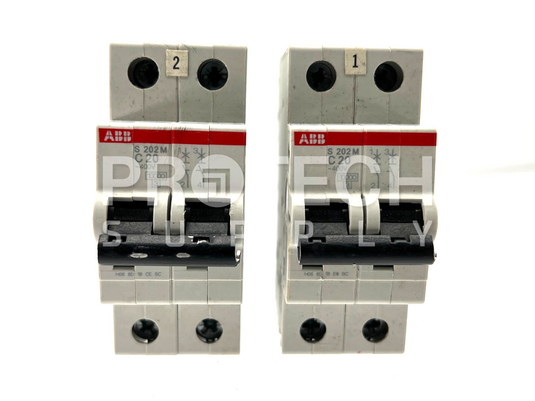 (Lot of 2) ABB 2CDS272001R0204 Circuit Breaker S202M-C20 with WARRANTY